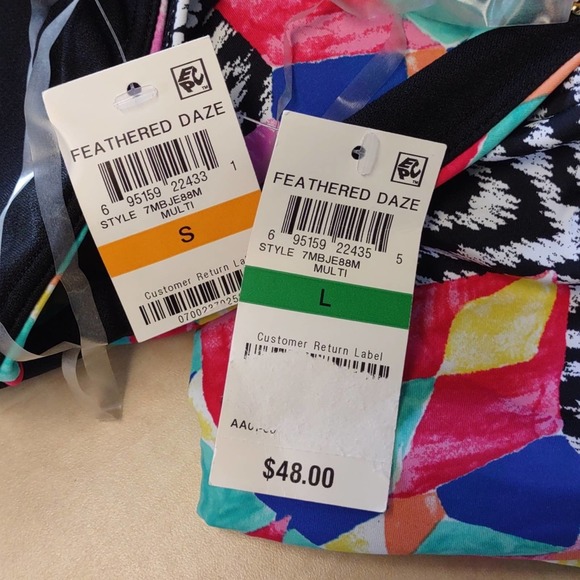 Bar III Feathered Daze Crossover High Neck Halter Bikini Swim Top Multi Large - Picture 7 of 8